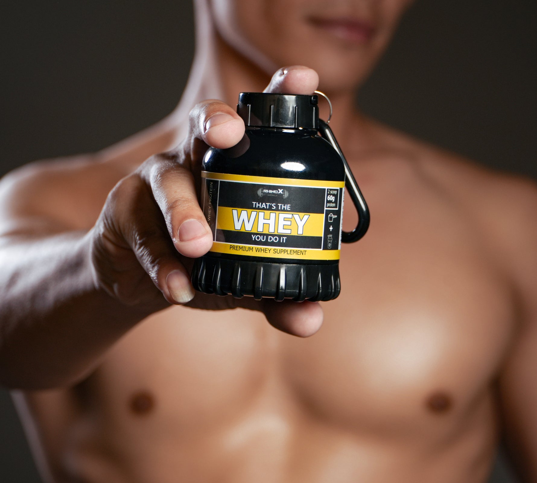 Whey Protein Container Keychain 60g capacity - Rhinox Active