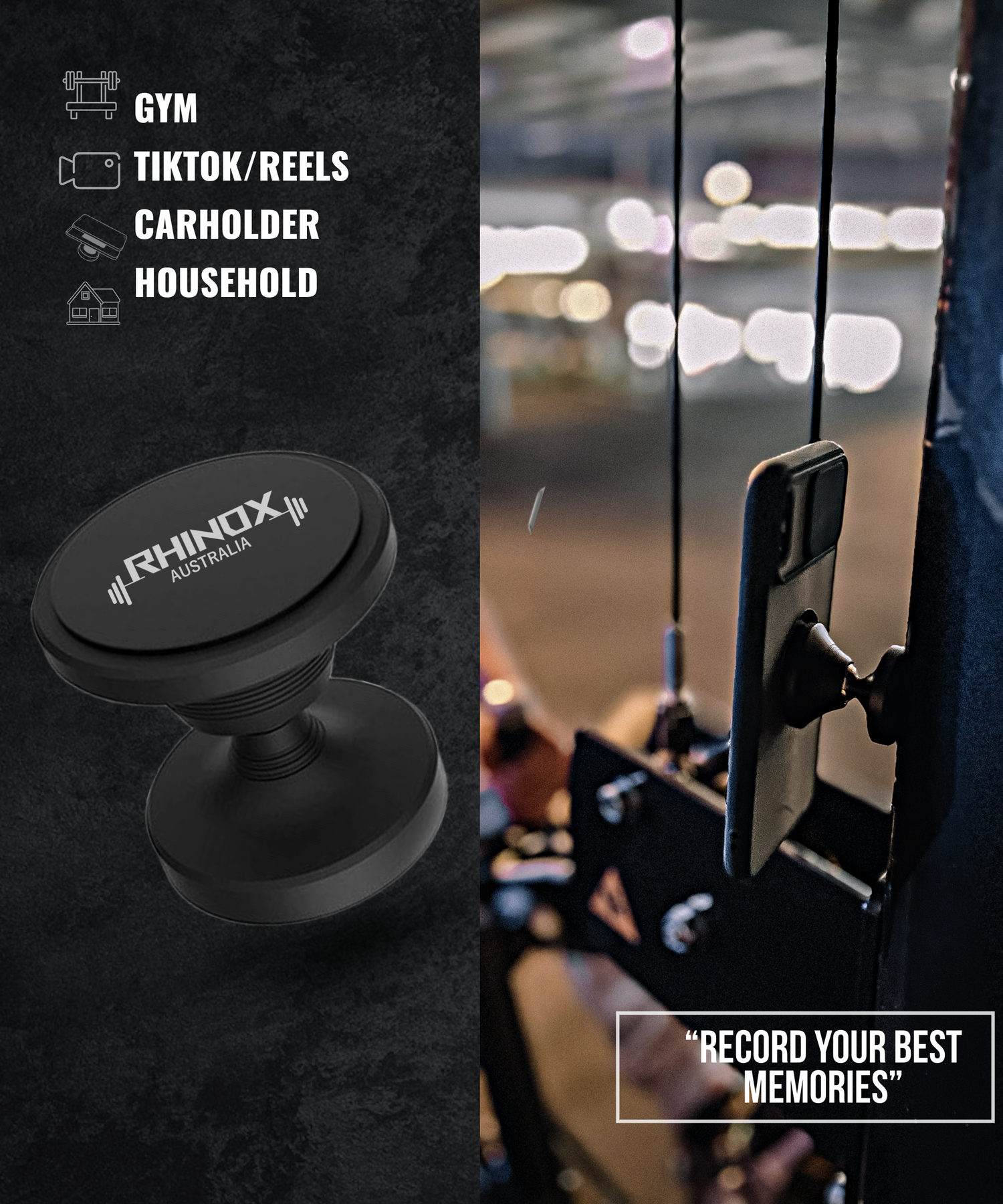 DUAL MAGNETIC PHONE HOLDER FOR GYM STRONG HOLD